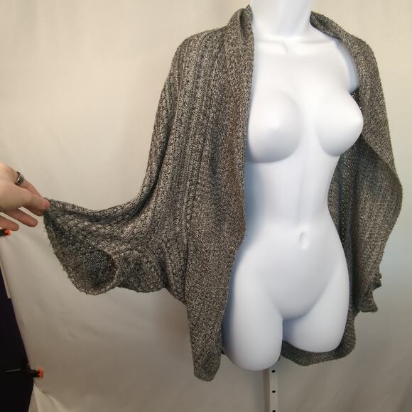 212 Sweater Womens 1X Gray Batwing Cocoon Cardigan Lagenlook Fall Knit Slouchy - Picture 8 of 9